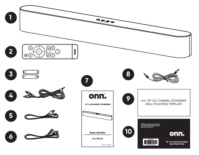 onn 100019624 30-Inch 2.0-Channel Soundbar