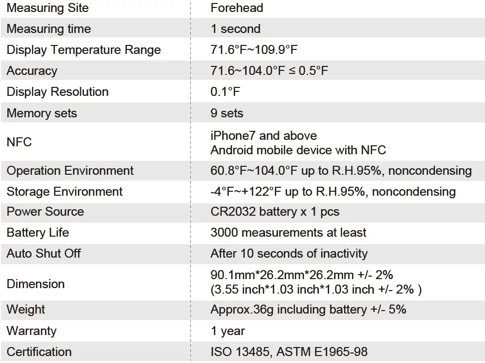 PRODUCT SPECIFICATION