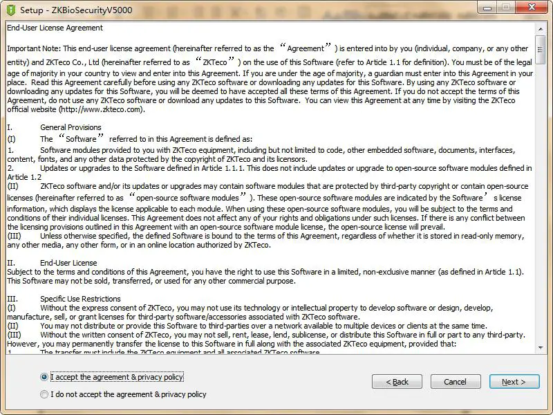 ZKTeco ZKBioSecurity V5000 Application- Installation Steps 6