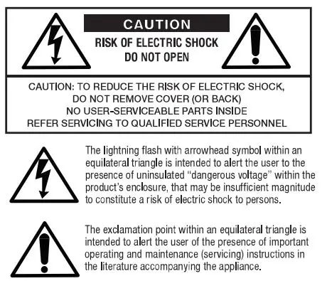 Nortek Security Control HRSi-8 Subwoofer Speaker Installation Guide - Warning Risk of Electric Shock icon