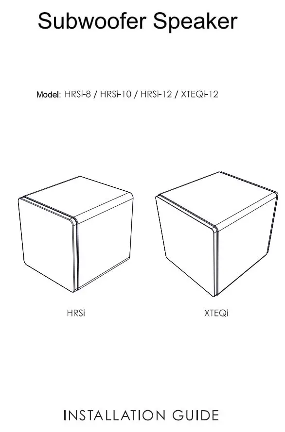 Nortek Security Control HRSi-8 Subwoofer Speaker Installation Guide