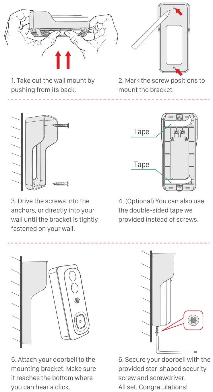 Meco WiFi Video Doorbell - mount your doorbell