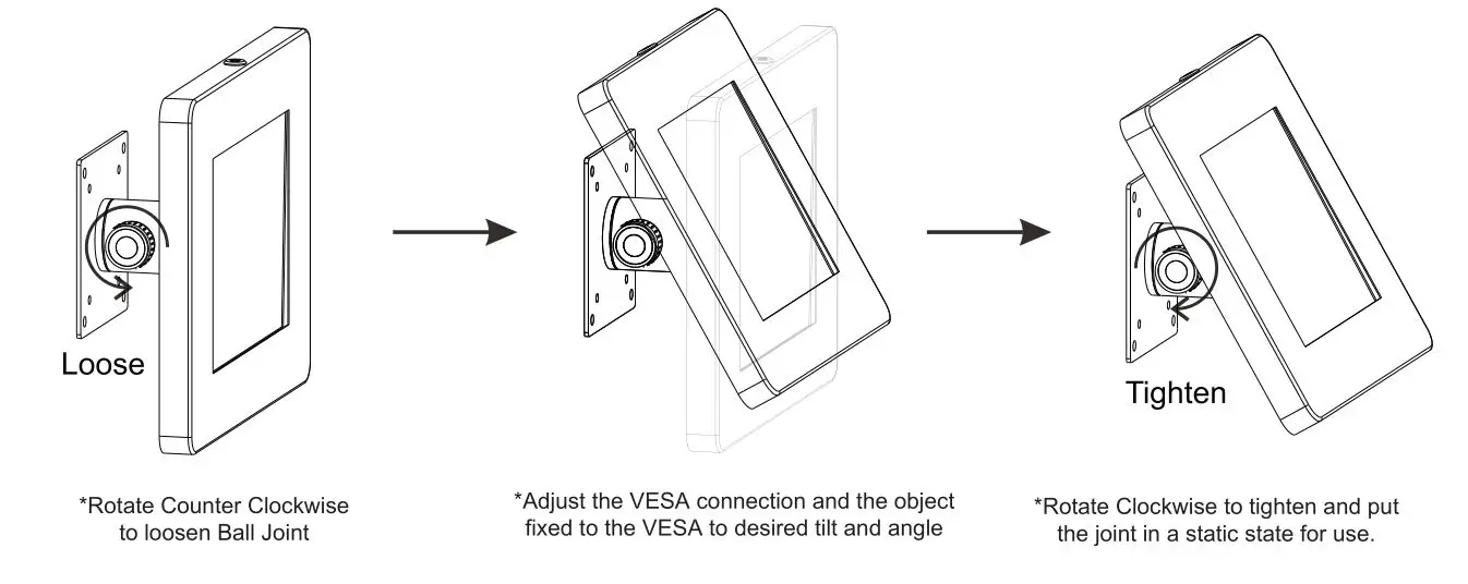 CTA PAD-PARABRH Rotary and Tilting Vesa Compatible Mount with Universal Security Enclosure - Adjusting the Ball Joint