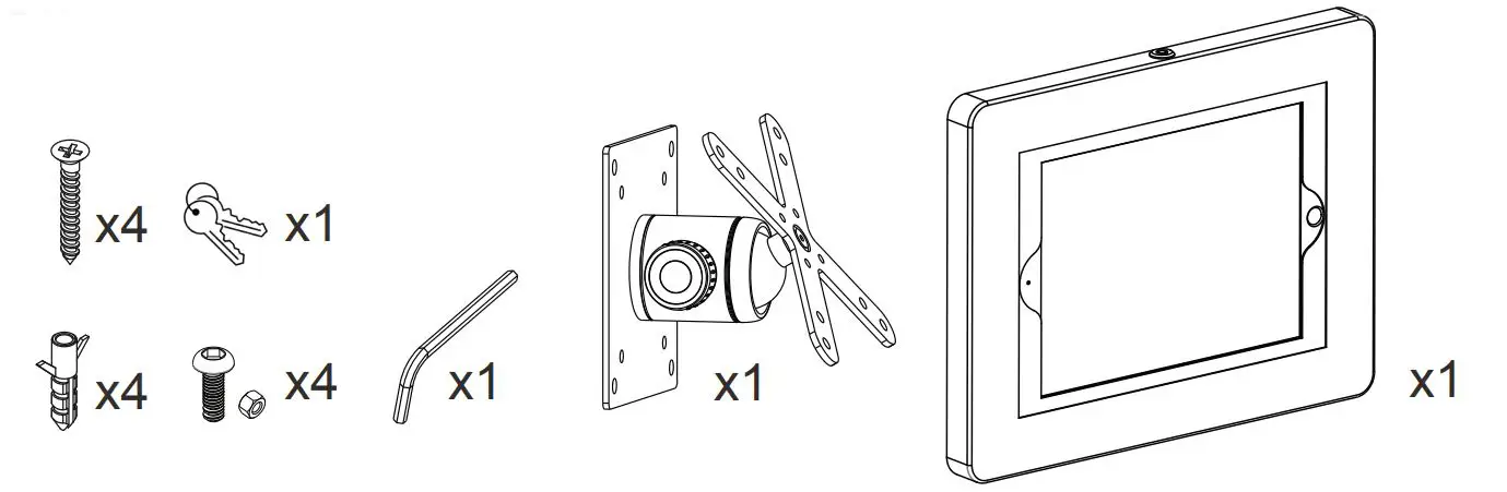 CTA PAD-PARABRH Rotary and Tilting Vesa Compatible Mount with Universal Security Enclosure - Contents