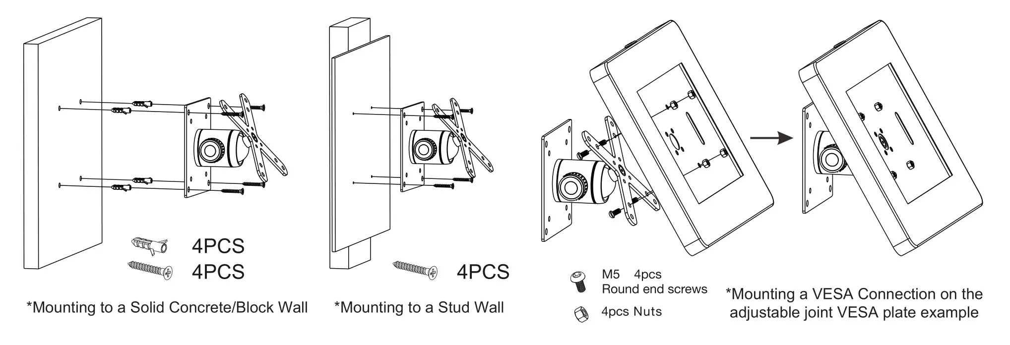 CTA PAD-PARABRH Rotary and Tilting Vesa Compatible Mount with Universal Security Enclosure - Mounting Options