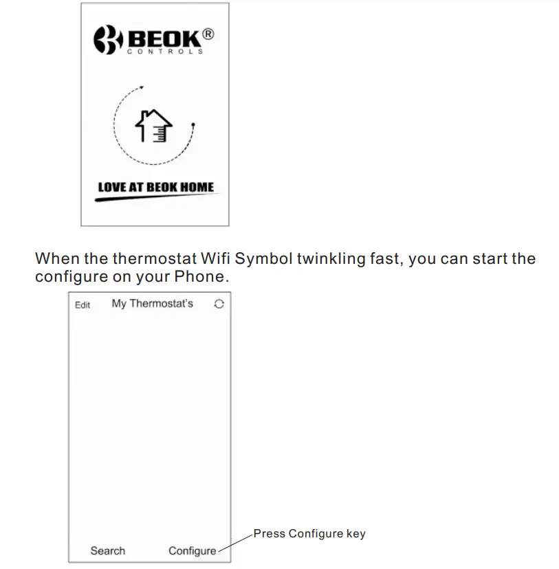 BEOK TGT70 WiFi Heating Thermostat Instruction Manual - Connection Thermostat with Phone