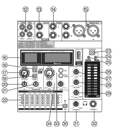 PYLE PMXU88BT Pro 8-Channel Bluetooth Studio Mixer and DJ Controller 5