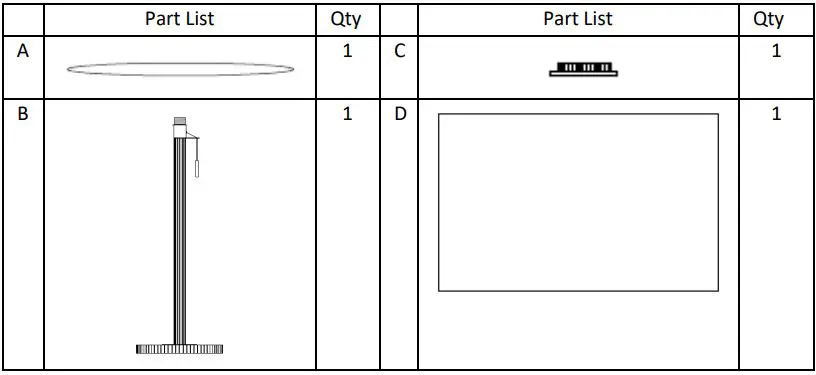 Johan Lewis Podium Ribbed Wood Floor Light User Manual - Parts list