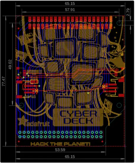 adafruit CYBERDECK Bonnet and HAT for Raspberry Pi 400 - Schematic and Fab Print for CYBERDECK Bonnet
