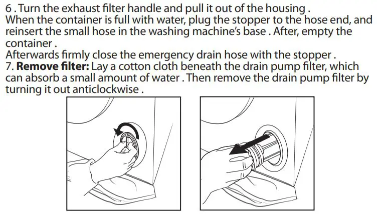 CARTERS DIRECT 400011508513 Washing Machine User Guide - Cleaning the drain pump filter