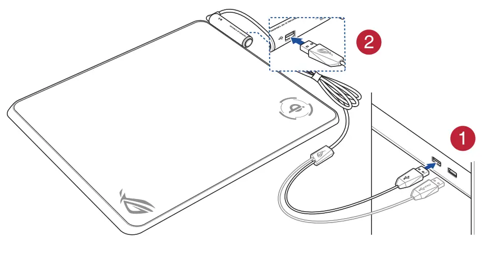 ASUS 2114797 ROG Balteus QI Wireless Charging RGB Gaming Mouse Pad- usb 1