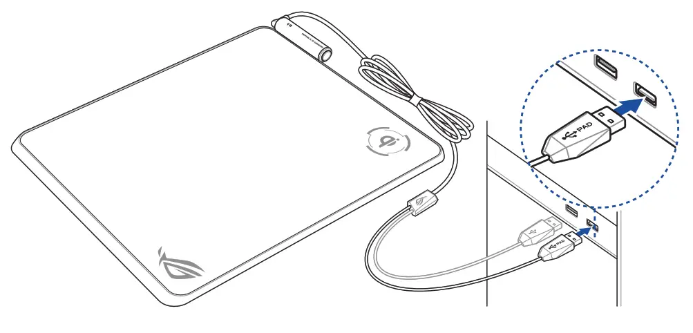 ASUS 2114797 ROG Balteus QI Wireless Charging RGB Gaming Mouse Pad- usb