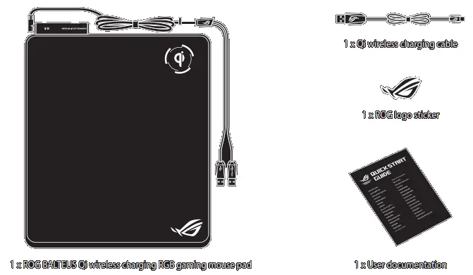 ASUS 2114797 ROG Balteus QI Wireless Charging RGB Gaming Mouse Pad