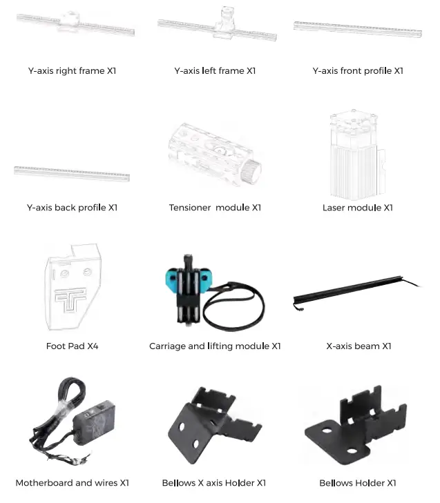 TWOTREES TTS-10 Burn Down Eternity Laser Engraver - Parts list
