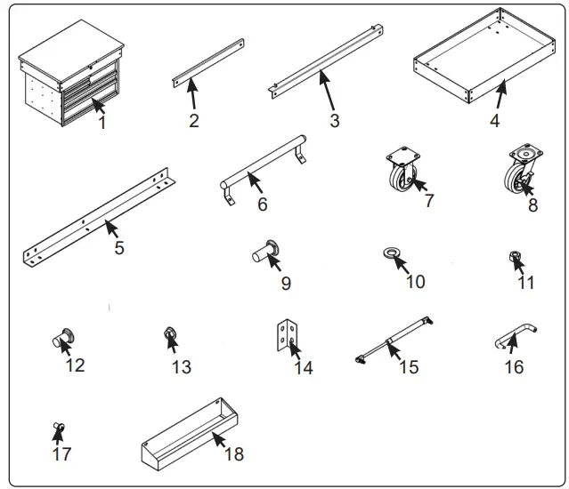 SEALEY AP890M TROLLEY WITH 5 DRAWERS AND LOCKABLE - fig 3.