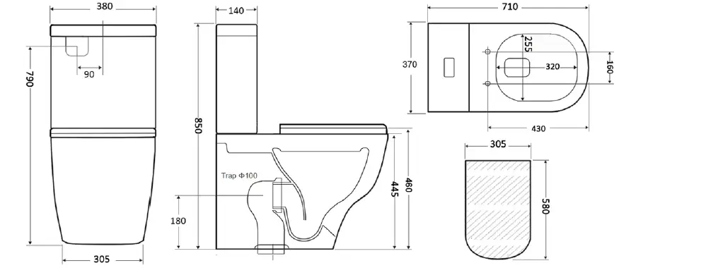 VOGUE 234122 Vera Accessibility Toilet Suite with Non Slim Seat fig 1
