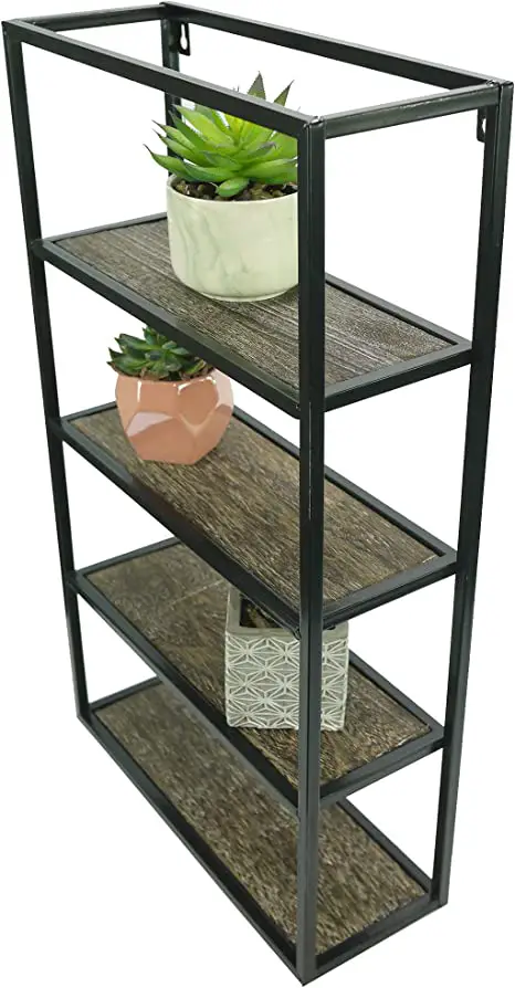 ADMIRED BY NATURE ABN5E177-NTRL 27 Inch Rustic Wood Weathered Brown Floating Wall Shelves Book Shelves Wall Mounted Room