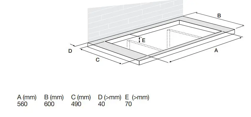 ETNA Induction Hobs Instruction Manual - Free space around appliance