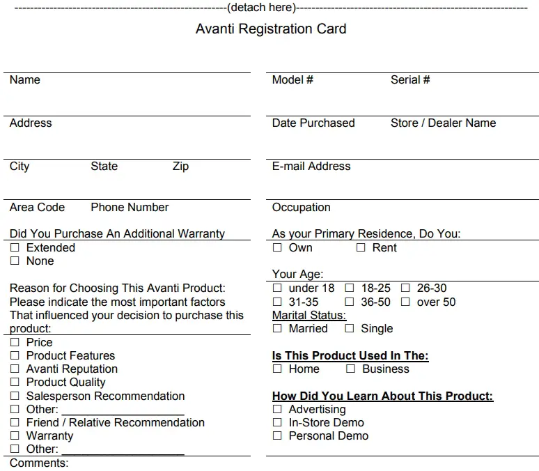 Registration Card