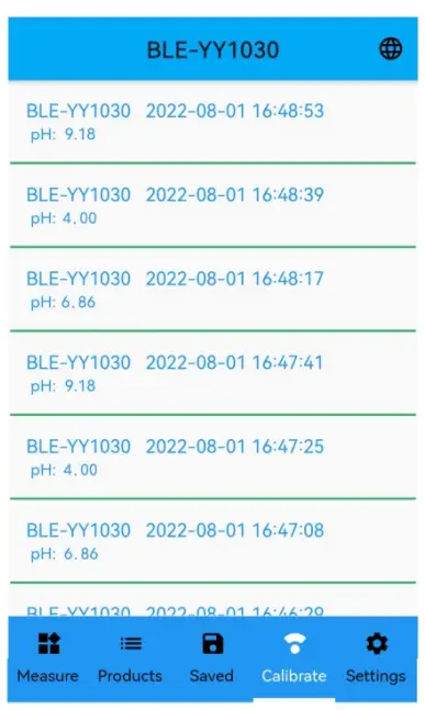Shenzhen Yago Technology YY-103 Series Intelligent ph Mter - Calibration record