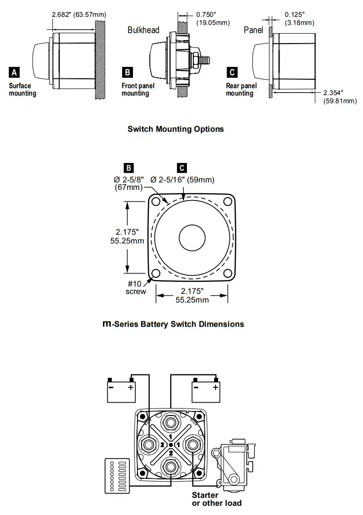 BLUE SEA 6011200 M-Series Dual Circuit Plus Battery Switch