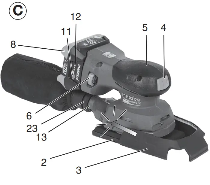 metabo SXA 18 LTX 125 BL Cordless Random Orbital Sander - fig 1