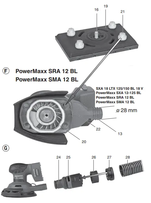 metabo SXA 18 LTX 125 BL Cordless Random Orbital Sander - fig 3