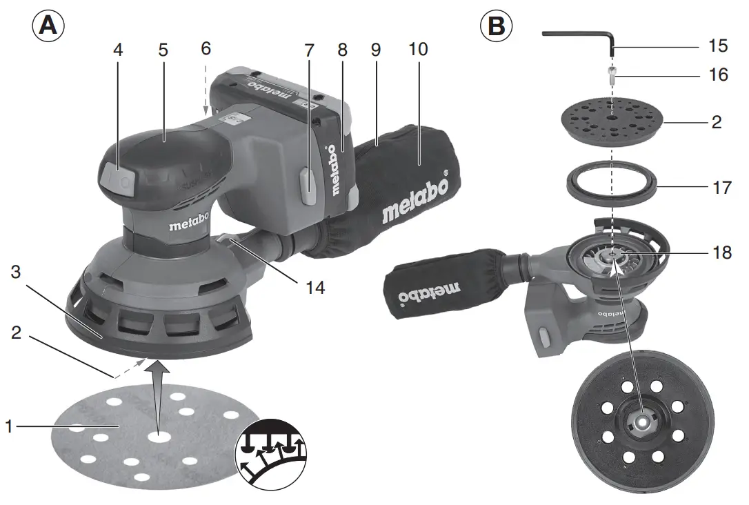 metabo SXA 18 LTX 125 BL Cordless Random Orbital Sander - fig 3