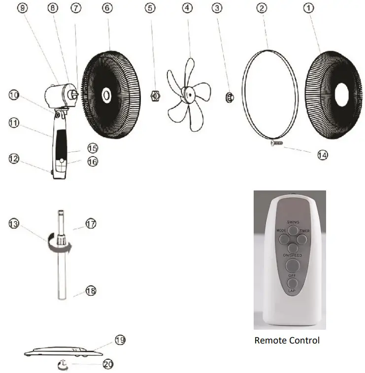 Goldair GCPF170 40cm Electronic Pedestal Fan with Wifi - Overview