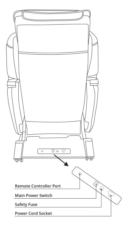 Inner Balance Wellness Jin Massage Chair - MAIN BODY DIAGRAM (REAR)