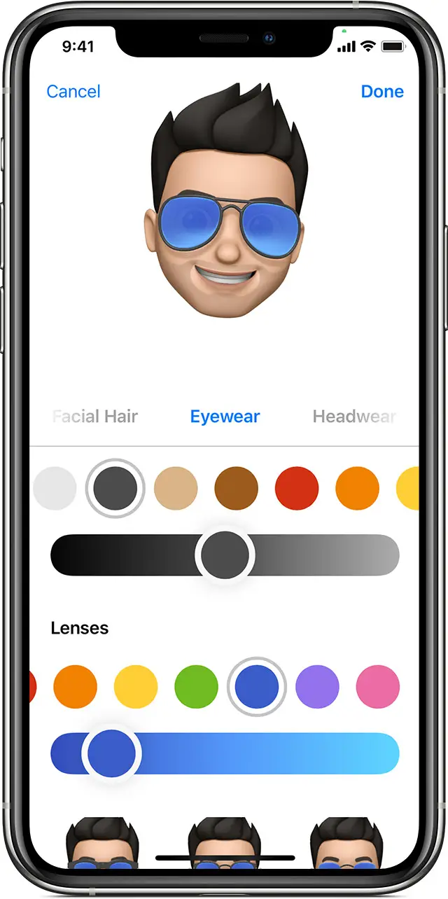 iPhone showing how to create a Memoji