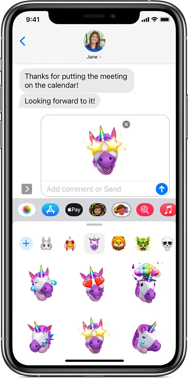 iPhone showing how to create a Memoji sticker
