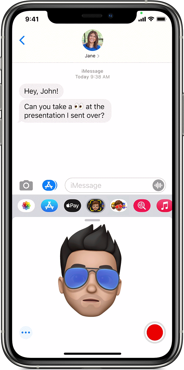 iPhone showing how to use animated Memoji
