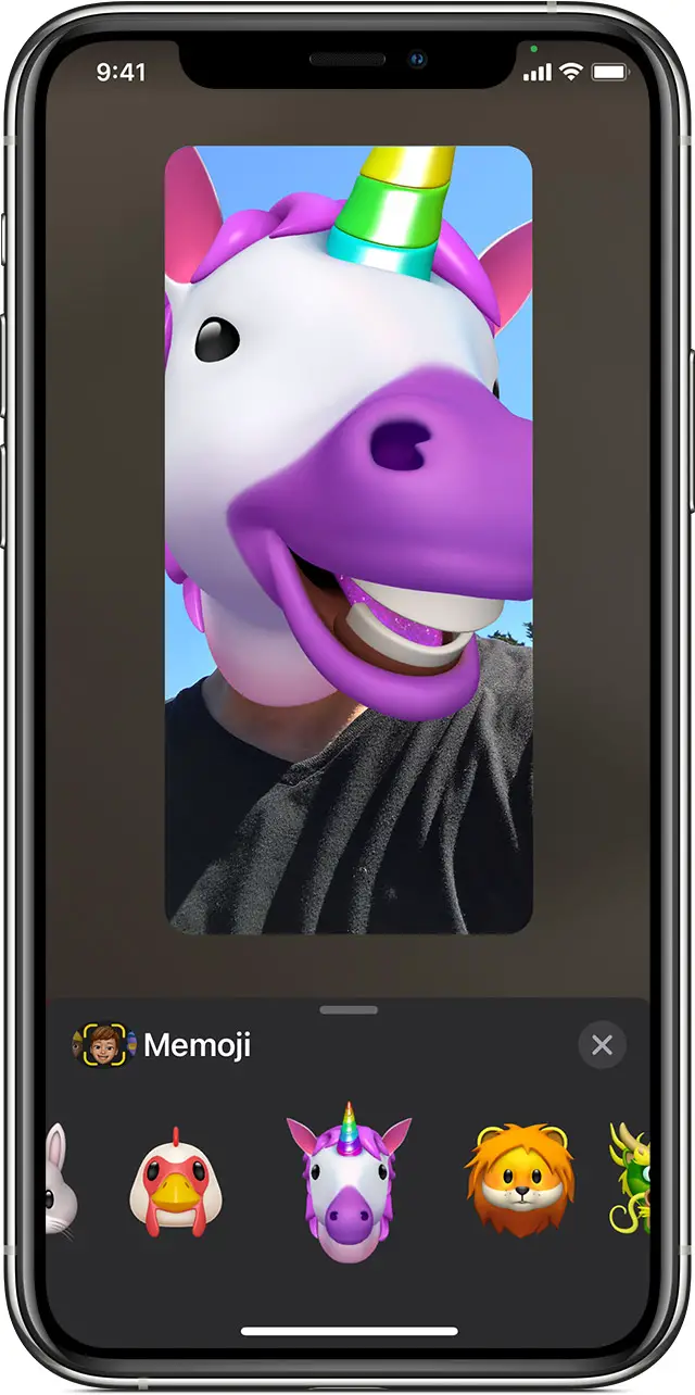 iPhone showing how to create animated Memoji in FaceTime