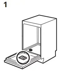 IKEA LAGAN 60cm Integrated Dishwasher Instruction Manual - Find the rinse aid dispenser on the inside of the door