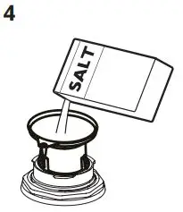 IKEA LAGAN 60cm Integrated Dishwasher Instruction Manual - Place the supplied funnel over the mouth of the salt container