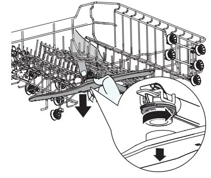 IKEA LAGAN 60cm Integrated Dishwasher Instruction Manual - To disengage the upper spray arm from the upper basket
