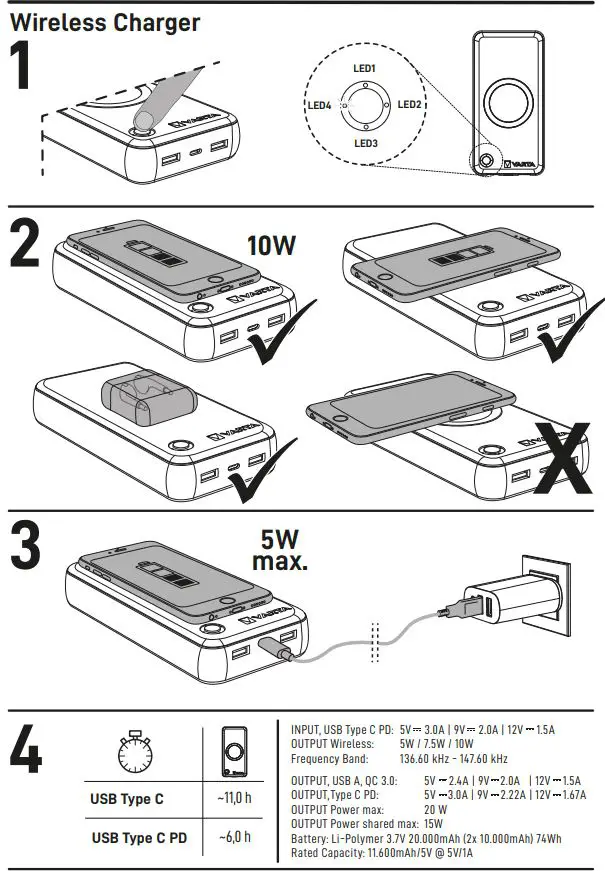 VARTA 57909 Wireless Power Bank User Manual - Wireless Charger