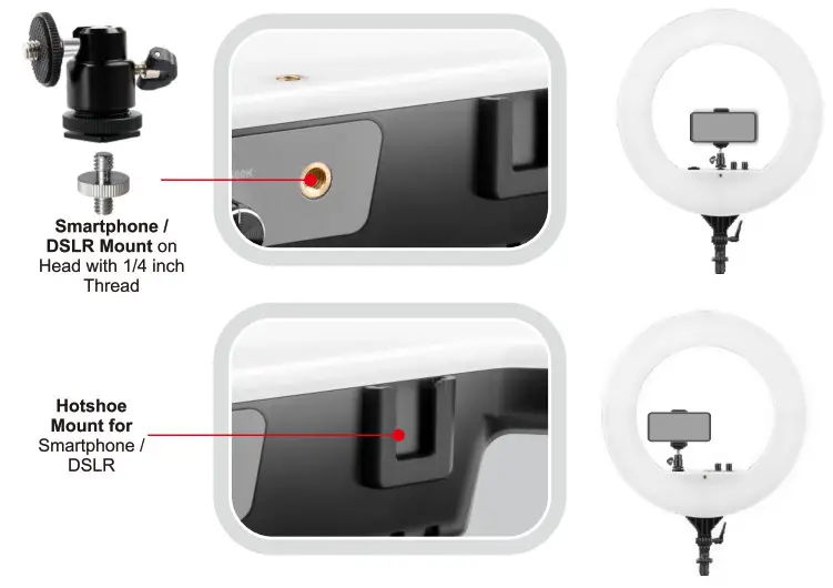 DigiTek DRL-18H LED Ring Light - Mobile Camera mount Option
