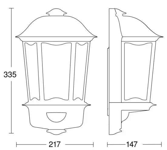 steinel L 190 S Sensor Switched Outdoor Light User Manual - Dimension Drawing