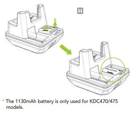 KOAMTAC KDC470 Pistol Grip Charging Cradle User Guide - 1130mAh Battery Charging