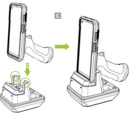 KOAMTAC KDC470 Pistol Grip Charging Cradle User Guide - How to Charge the SKXPro Pistol Grip