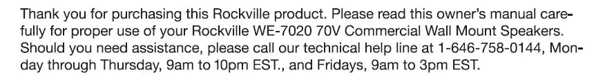 Rockville 70V IP55 Commercial Speaker -Thank You Page
