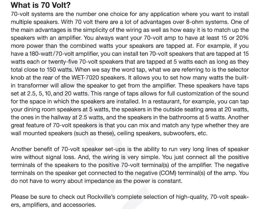 Rockville 70V IP55 Commercial Speaker -What is 70 Volt