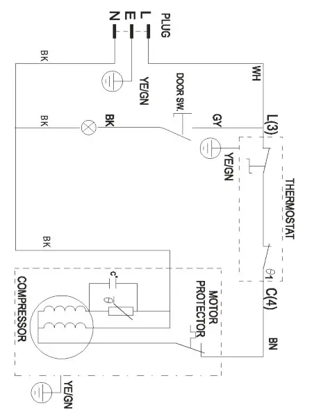 UNIQUE APPLIANCES UGP 278L P S Bottom Mount Refrigerator- ELECTRICAL DIAGRAM