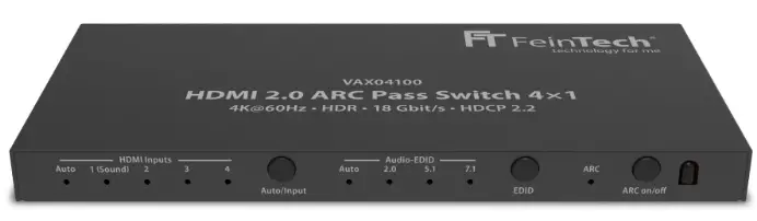 FeinTech AX04101 HDMI eARC Pass Switch 4×1 for Soundbar