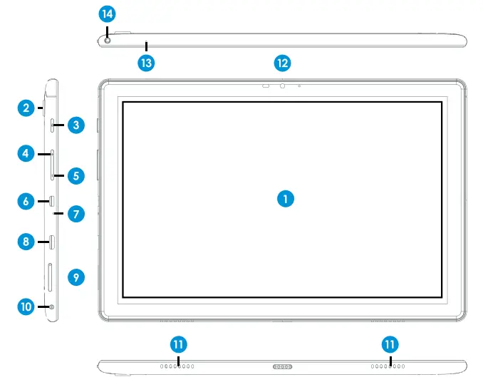 Compumax BLUES10 Blue Series 10 1 Inch Tablet - parts