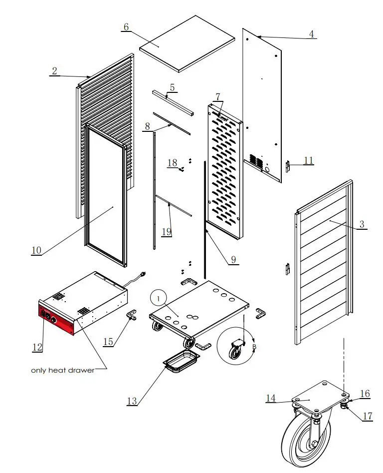 AVANTCO 177HEAT1836 120V Full Size Non Insulated Heated Holding Cabinet with Clear Door User Manual - Cabinet Assembly