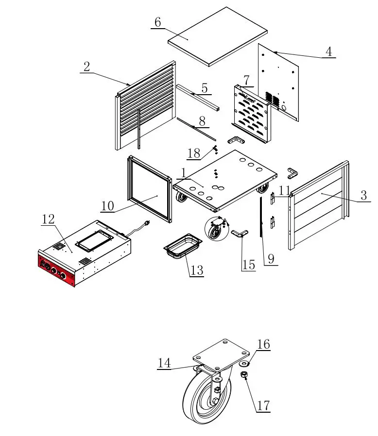 AVANTCO 177HEAT1836 120V Full Size Non Insulated Heated Holding Cabinet with Clear Door User Manual - Cabinet Assembly