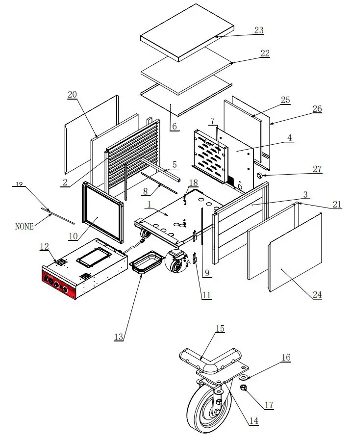 AVANTCO 177HEAT1836 120V Full Size Non Insulated Heated Holding Cabinet with Clear Door User Manual - Cabinet Assembly